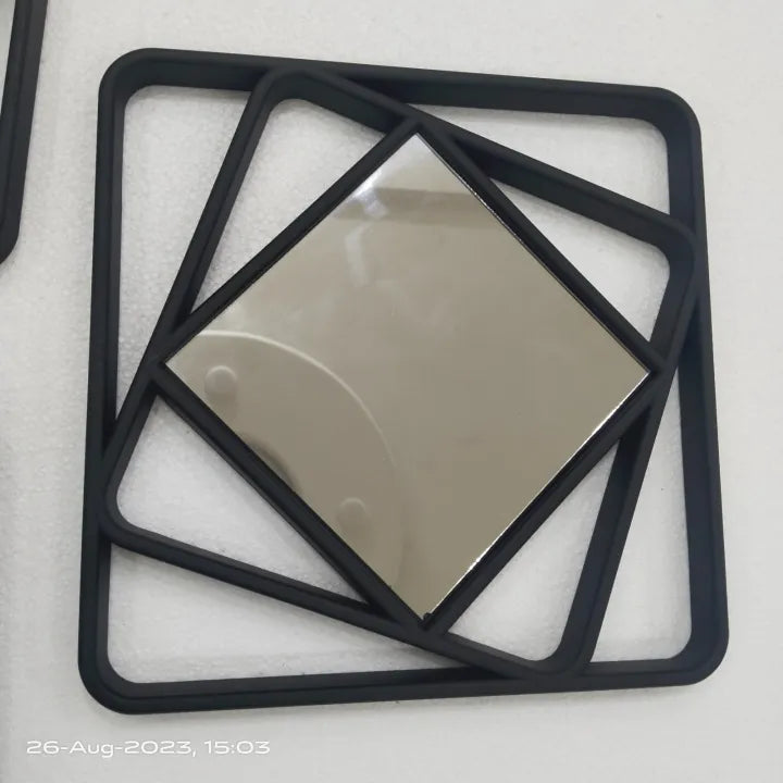 3Pcs Wooden Square Mirror
