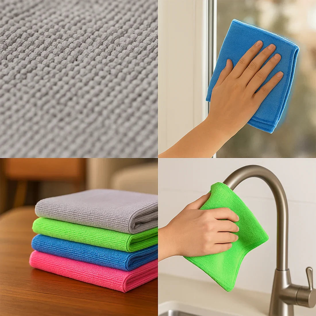 6PCS Durable High Absorbency Soft Microfiber Cloth Set