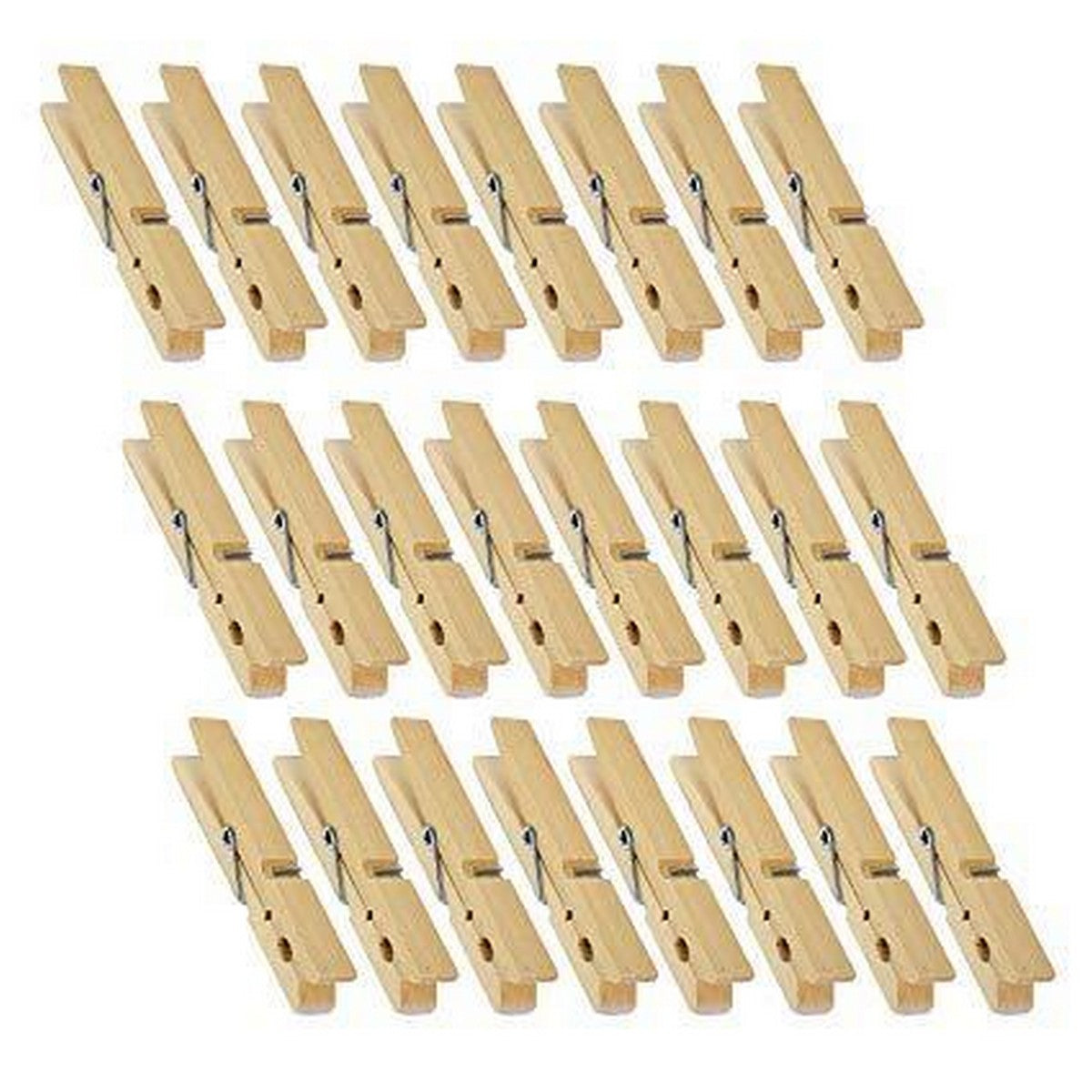 Pack of 20 - Natural Wood Laundry Clips - Rust Resistant and Durable