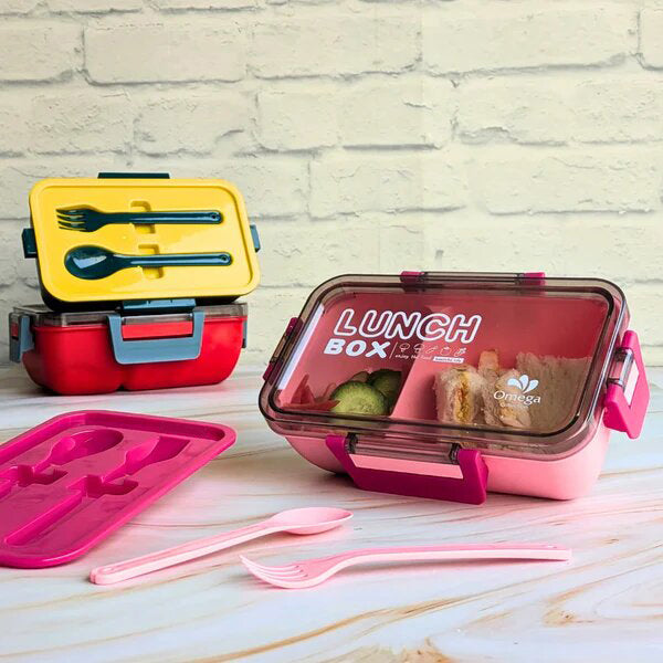 Meal Box With Dual Compartments & Utensils