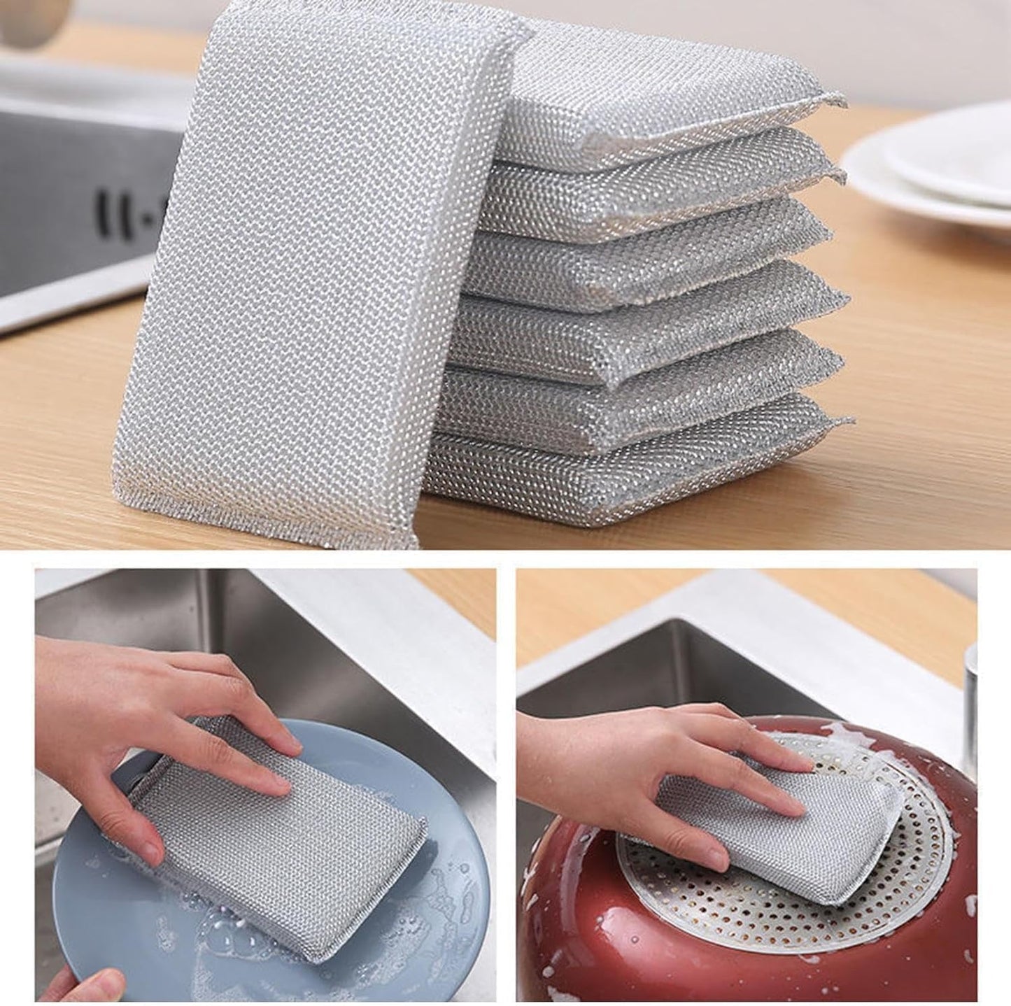 Steel Scrubber Sponges For Dishes, Pots & Pans