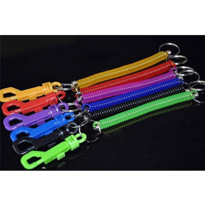 3pcs Durable Elastic Spring Keychain with Ring and Hook - Multiple Shades