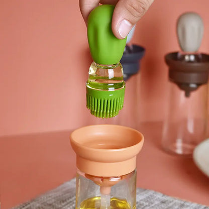 2-in-1 Glass Oil Dispenser with Brush