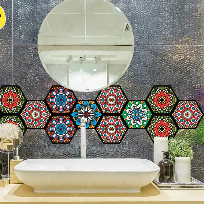 12Pcs Hexagon Tile Stickers

