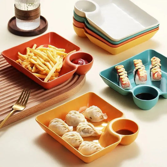 4 Pcs Square Bites Dumpling Plate set