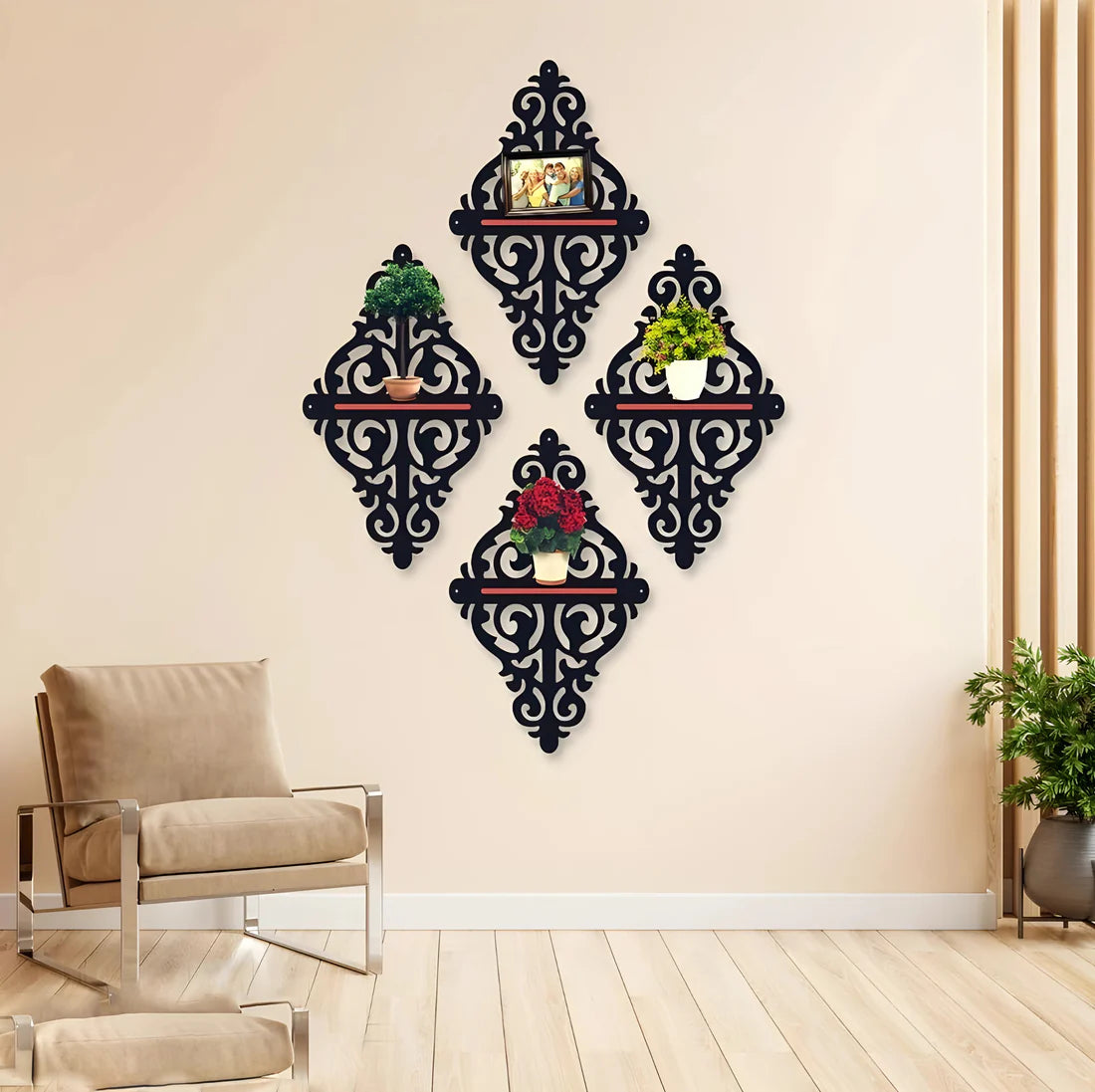  4Pcs Wooden Decor Shelf