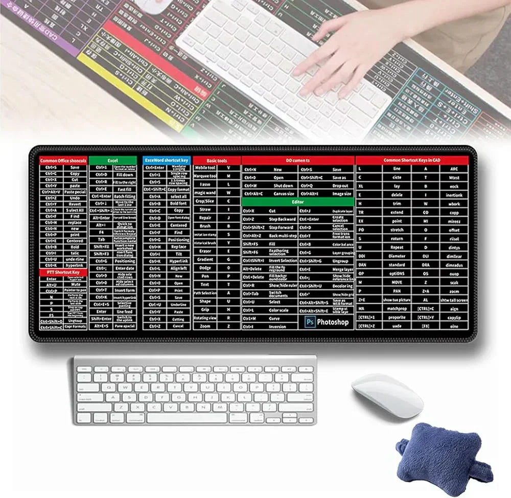 Extended Gaming Mouse Pad With Shortcut Chart (30x80cm)