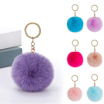 Fashionable Fluffy Fur Pom Pom Keychain - Cute and Stylish