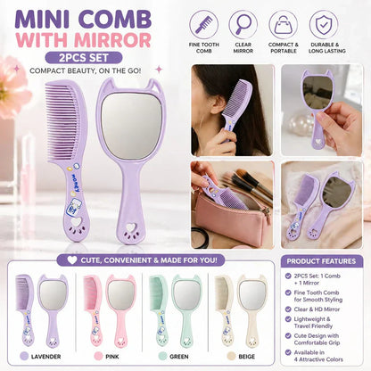 Beauty Touch Up Mirror & Comb Set