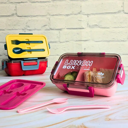 Meal Box With Dual Compartments & Utensils