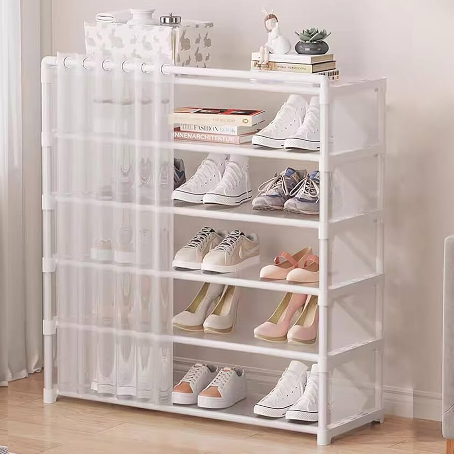 Shoe Organizer Cabinet with Dustproof Curtain
