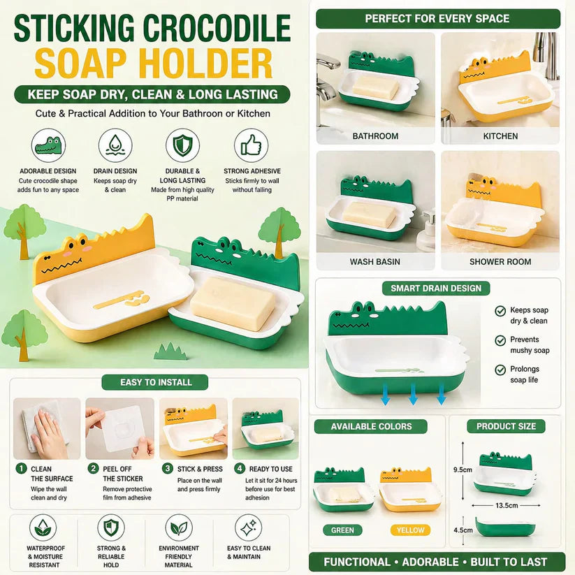 Strong Adhesive Crocodile Soap Holder For Bathroom