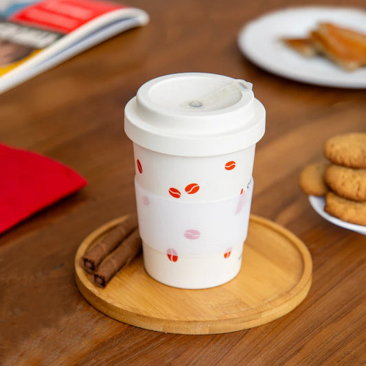 Bamboo Fiber Coffee Mug With Anti Leak Silicone Lid