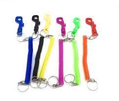 3pcs Durable Elastic Spring Keychain with Ring and Hook - Multiple Shades