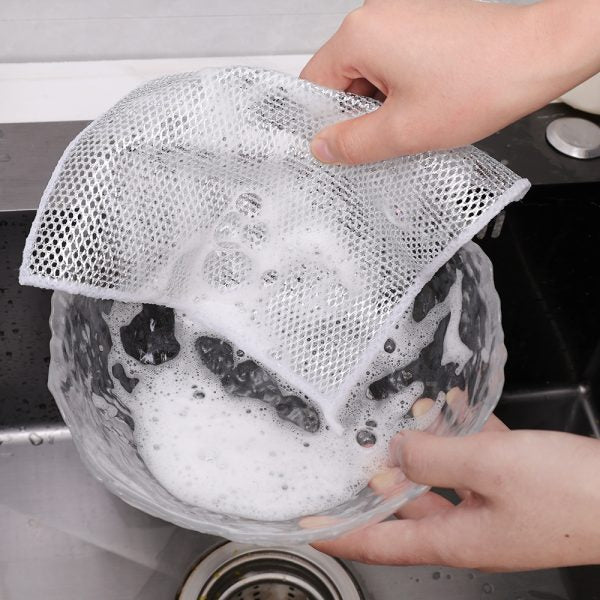 3 Pcs Silver Wire Kitchen Cleaning Dish Cloth