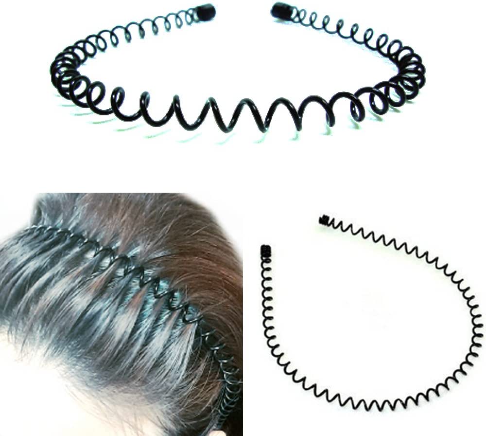 2PCs Metal Wavy Hairband for Unisex - Black, Fashion Jewelry, Adjustable, Stylish, Durable