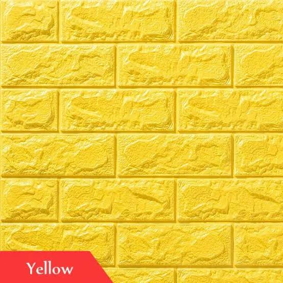 Yellow Color Brick Foam Panels 3D Wall Stickers Self-adhesive