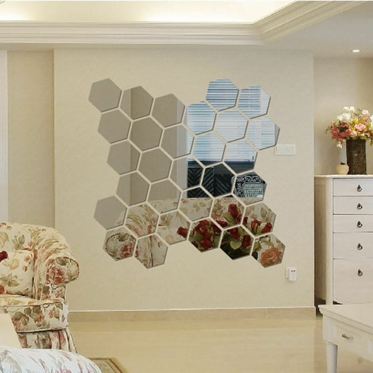 12Pcs 3D Mirror Hexagon Wall Sticker
