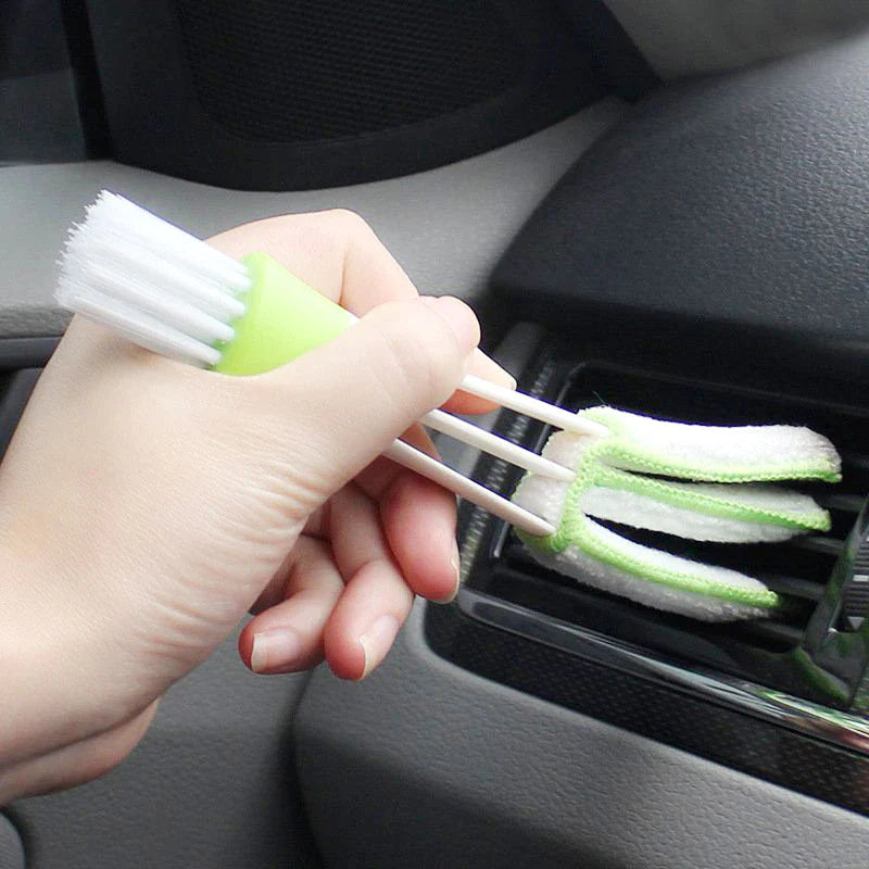 2 In1 Green Car Air-conditioner Duster Cleaner Brush