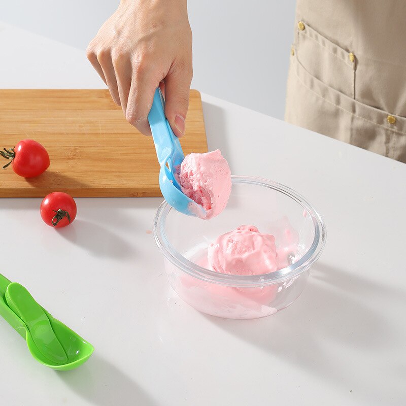 Ice Cream Scoops Push Plastic Spoon.
