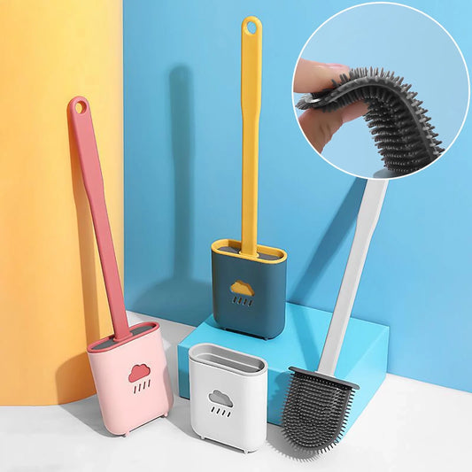Silicone toilet brush with stand